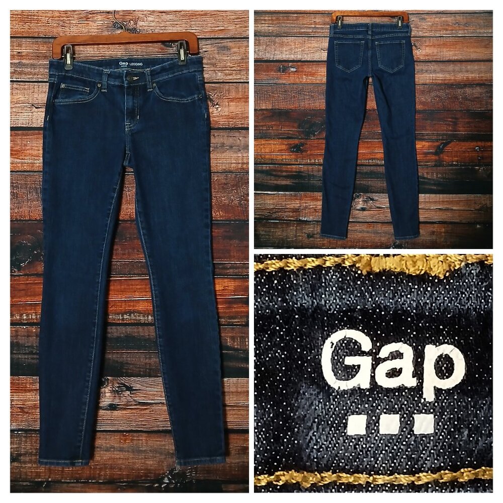 GAP Jeans 4 27 Legging Mid Rise Dark Wash Blue Denim Stretch